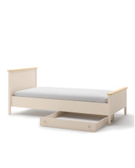 Łóżko Story SO-17, 120x200 cm, stelaż, materac, Beż piaskowy/ Dąb vincenza bielona, LENART