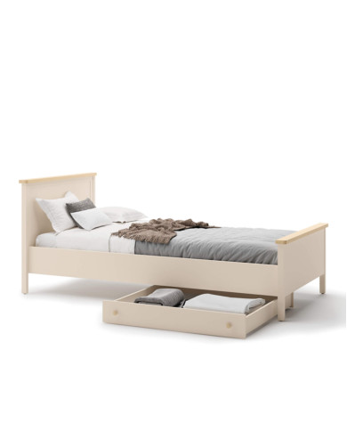 Łóżko Story SO-17, 120x200 cm, stelaż, materac, Beż piaskowy/ Dąb vincenza bielona, LENART