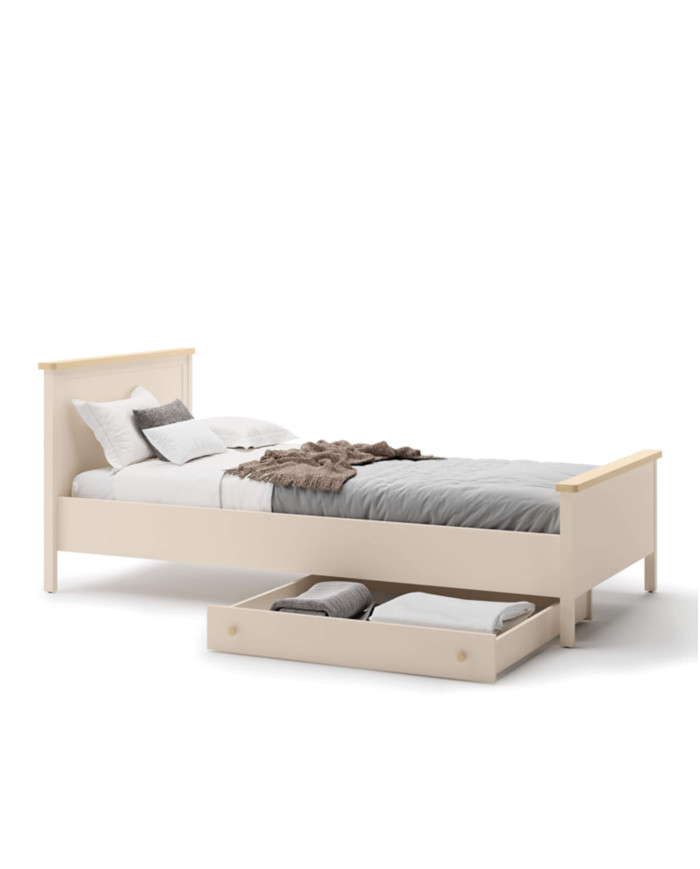 Łóżko Story SO-17, 120x200 cm, stelaż, materac, Beż piaskowy/ Dąb vincenza bielona, LENART