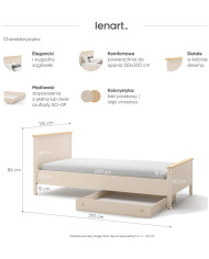 Łóżko Story SO-17, 120x200 cm, stelaż, materac, Beż piaskowy/ Dąb vincenza bielona, LENART