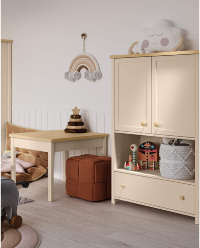 Stolik kawowy Story SO-18, Beż piaskowy/ Dąb vincenza bielona, LENART