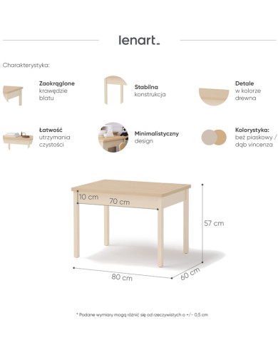 Stolik kawowy Story SO-18, Beż piaskowy/ Dąb vincenza bielona, LENART