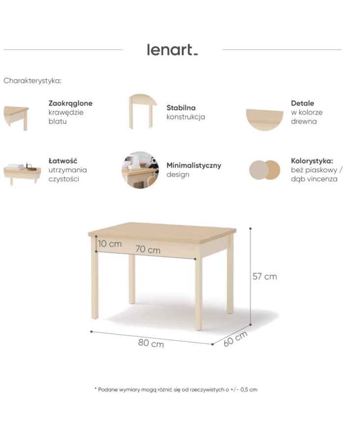 Stolik kawowy Story SO-18, Beż piaskowy/ Dąb vincenza bielona, LENART