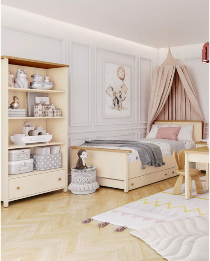 Półka wisząca Story SO-14, 110 cm, Beż piaskowy/ Dąb vincenza bielona, LENART