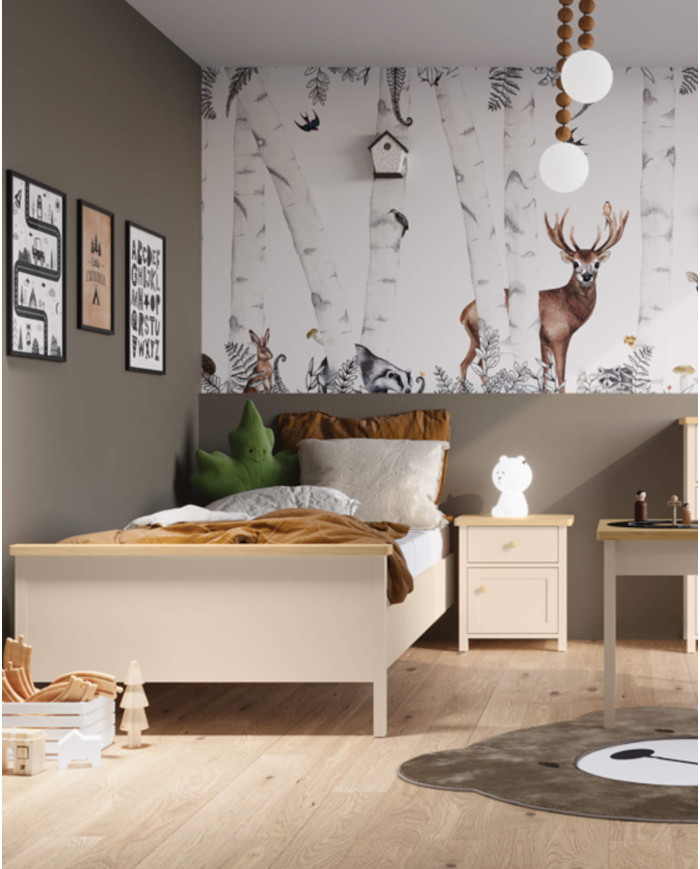 Komoda wysoka Story SO-11, drzwi, szuflada, wnęka, Beż piaskowy/ Dąb vincenza bielona, LENART