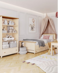 Komoda wysoka Story SO-11, drzwi, szuflada, wnęka, Beż piaskowy/ Dąb vincenza bielona, LENART