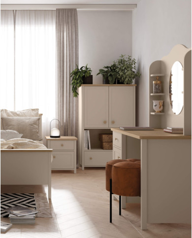 Łóżko Story SO-16, 90x200 cm, stelaż, materac, Beż piaskowy/ Dąb vincenza bielona, LENART