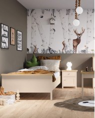 Stolik nocny Story SO-07, drzwi, szuflada, Beż piaskowy/ Dąb vincenza bielona, LENART