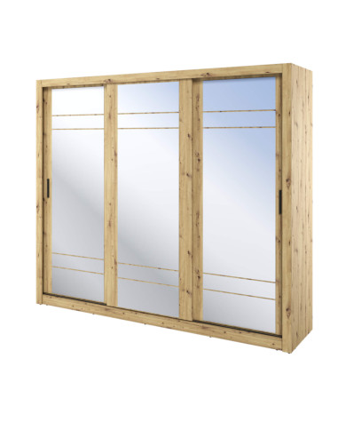 Szafa przesuwna, 250 cm, AR-02 ARTI , 3-drzwiowa, lustra, Dąb artisan, LENART