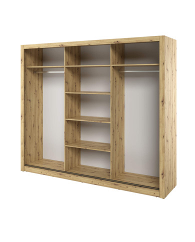 Szafa przesuwna, 250 cm, AR-02 ARTI , 3-drzwiowa, lustra, Dąb artisan, LENART