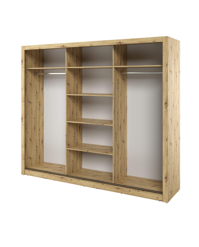 Szafa przesuwna, 250 cm, AR-02 ARTI , 3-drzwiowa, lustra, Dąb artisan, LENART