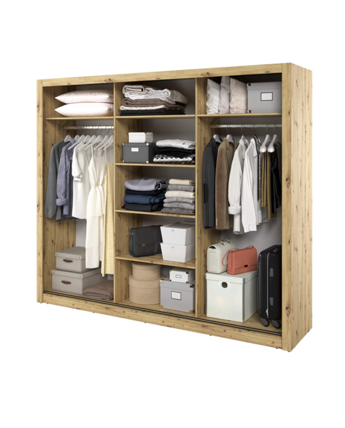 Szafa przesuwna, 250 cm, AR-02 ARTI , 3-drzwiowa, lustra, Dąb artisan, LENART