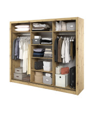 Szafa przesuwna, 250 cm, AR-02 ARTI , 3-drzwiowa, lustra, Dąb artisan, LENART