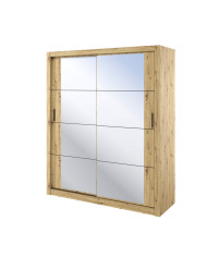 Szafa przesuwna, 180 cm, AR-03 ARTI, 2-drzwiowa, lustra, Dąb artisan, LENART