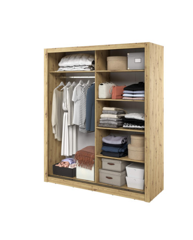 Szafa przesuwna, 180 cm, AR-03 ARTI, 2-drzwiowa, lustra, Dąb artisan, LENART