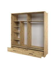 Szafa przesuwna, 200 cm, AR-05P ARTI, 2-drzwiowa, lustro, oświetlenie, Dąb artisan, LENART