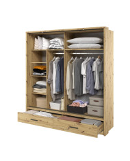 Szafa przesuwna, 200 cm, AR-05P ARTI, 2-drzwiowa, lustro, oświetlenie, Dąb artisan, LENART