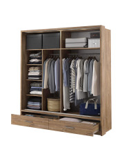 Szafa przesuwna, 200 cm, AR-05P ARTI, 2-drzwiowa, lustro, oświetlenie, Dąb styrling, LENART