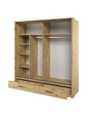 Szafa przesuwna, 200 cm, AR-05P-L ARTI, 2-drzwiowa, lustro, oświetlenie, Dąb artisan, LENART