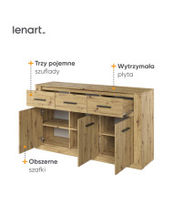 Komoda Arti AR-09, szuflady, drzwi, Dąb artisan, LENART