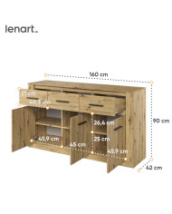 Komoda Arti AR-09, szuflady, drzwi, Dąb artisan, LENART