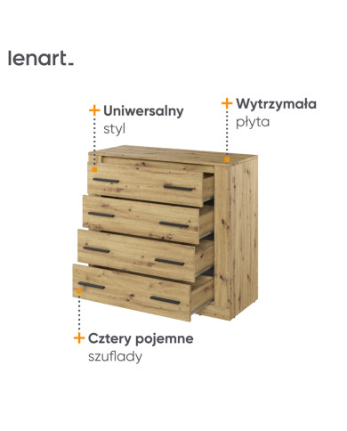 Komoda Arti AR-10, szuflady, Dąb artisan, LENART