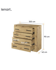 Komoda Arti AR-10, szuflady, Dąb artisan, LENART