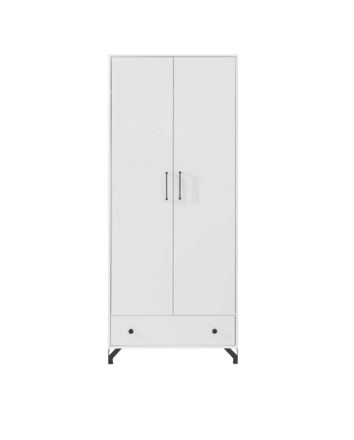 Szafa Bergen BE1, dwudrzwiowa z szufladą, Biały lux/ Biały połysk, MEBLAR