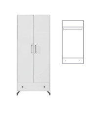 Szafa Bergen BE1, dwudrzwiowa z szufladą, Biały lux/ Biały połysk, MEBLAR