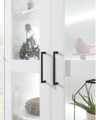 Regał Bergen BE4, wnęki regałowe, szuflady, Biały lux/ Biały połysk, MEBLAR