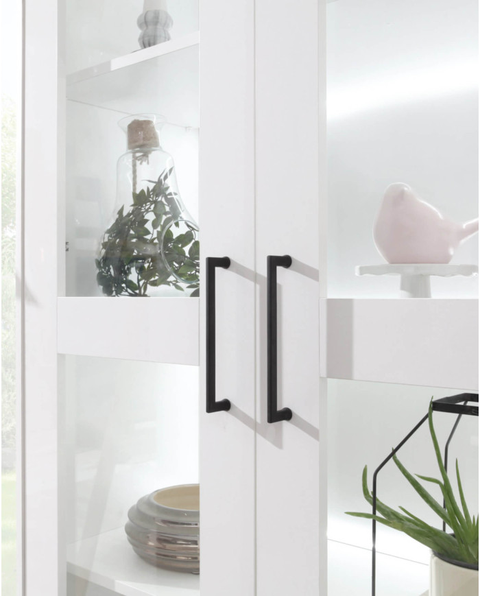 Komoda Bergen BE6, drzwi, szuflady, wnęka regałowa, Biały lux/ Biały połysk, MEBLAR