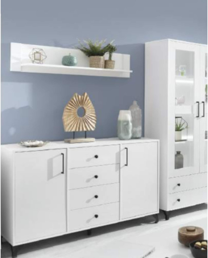 Półka wisząca Bergen BE12, Biały lux/ Biały połysk, MEBLAR