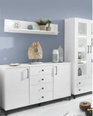 Łóżko Bergen BE13, powierzchnia 90x200 cm, szuflady, Biały lux/ Biały połysk, MEBLAR