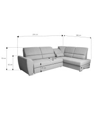 Super cena! Narożnik Erwin, funkcja spania, pojemnik, regulowane oparcie, Antex