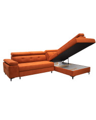 Super Cena! Narożnik Bergamo, funkcja spania, pojemnik, regulowane zagłówki i podłokietnik, Antex