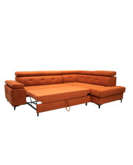 Super Cena! Narożnik Bergamo, funkcja spania, pojemnik, regulowane zagłówki i podłokietnik, Antex