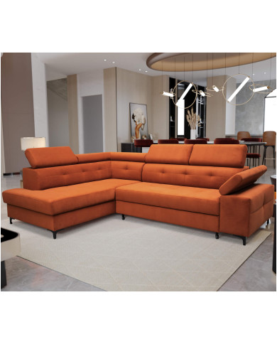 Super Cena! Narożnik Bergamo, funkcja spania, pojemnik, regulowane zagłówki i podłokietnik, Antex