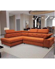 Super Cena! Narożnik Bergamo, funkcja spania, pojemnik, regulowane zagłówki i podłokietnik, Antex