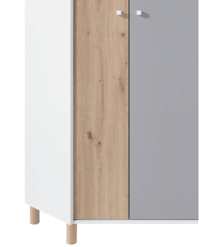 Szafa Faro FR2, narożna, dwudrzwiowa, Biały lux/ Dąb artisan/ Szary, MEBLAR