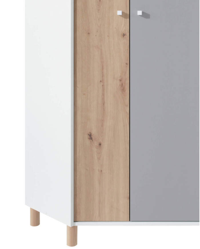 Szafa Faro FR2, narożna, dwudrzwiowa, Biały lux/ Dąb artisan/ Szary, MEBLAR