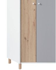 Szafa Faro FR2, narożna, dwudrzwiowa, Biały lux/ Dąb artisan/ Szary, MEBLAR