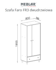 Szafa Faro FR3, dwudrzwiowa z szufladą, Biały lux/ Dąb artisan/ Szary, MEBLAR