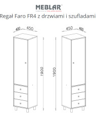 Regał Faro FR4 z drzwiami i szufladami, Biały lux/ Dąb artisan/ Szary, MEBLAR