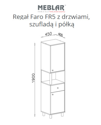 Regał Faro FR5 z drzwiami, szufladą i półką, Biały lux/ Dąb artisan/ Szary, MEBLAR