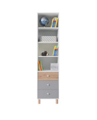 Regał Faro FR7, szuflady, półki, Biały lux/ Dąb artisan/ Szary, MEBLAR