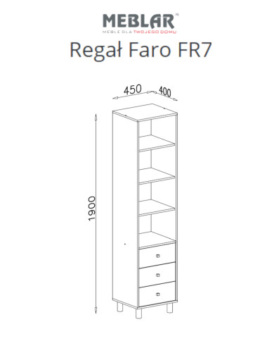Regał Faro FR7, szuflady, półki, Biały lux/ Dąb artisan/ Szary, MEBLAR