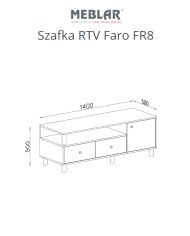 Szafka RTV Faro FR8, z drzwiami, szufladami, półkami, Biały lux/ Dąb artisan/ Szary, MEBLAR