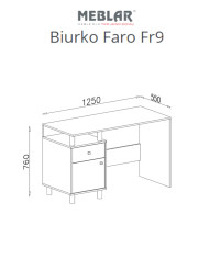 Biurko Faro FR9, szuflada, półka, drzwiczki, Biały lux/ Dąb artisan/ Szary, MEBLAR