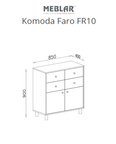 Komoda Faro FR10, drzwi, szuflady, Biały lux/ Dąb artisan/ Szary, MEBLAR
