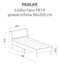 Łóżko Faro FR14, powierzchnia 90x200 cm, szuflada, otwierane wezgłowie, Biały lux/ Dąb artisan/ Szary, MEBLAR